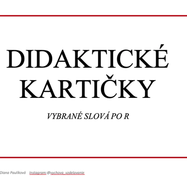 Vybrané slová po R + slovné druhy_didaktické kartičky
