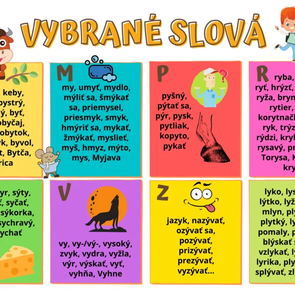Vybrané slová - kartička