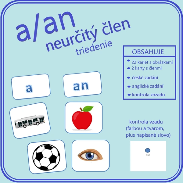 Neurčitý člen - a / an - triedenie