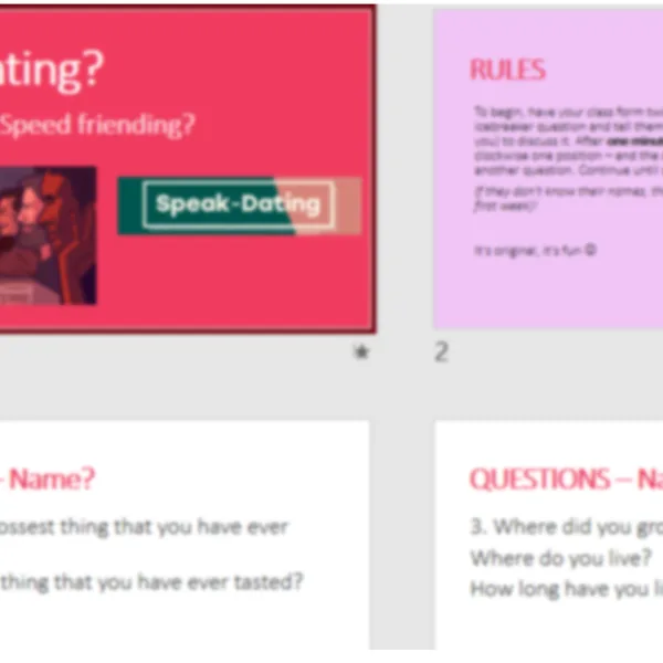 Speed dating - (rýchle randenie, hovorí celá trieda)