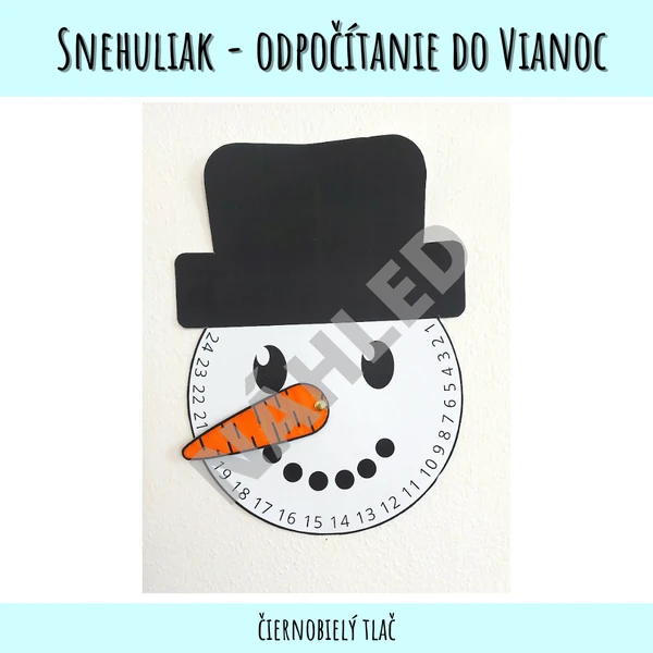 Snehuliak - odpočítanie do Vianoc