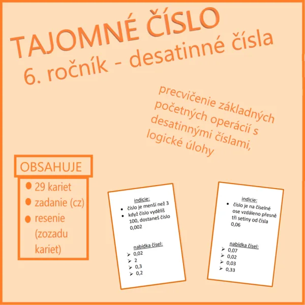 Tajomné číslo - 6. ročník - desatinné čísla