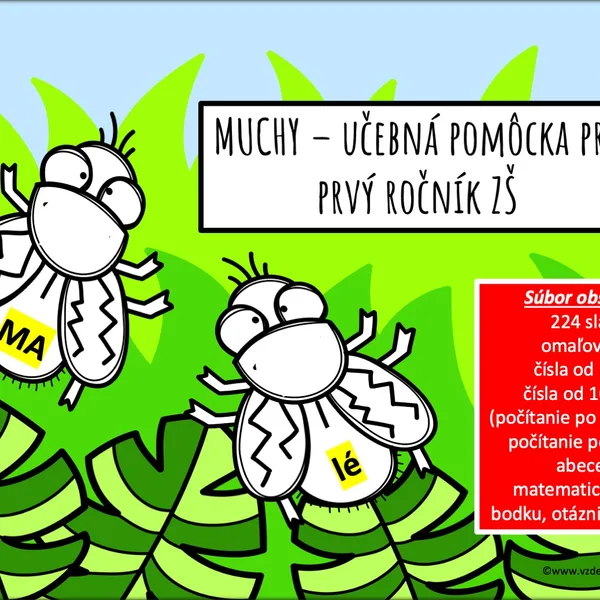 Muchy - didaktická pomôcka na učenie slabík, písmen, čísel