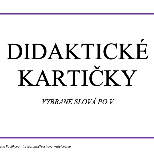 Vybrané slová po V + slovné druhy_didaktické kartičky