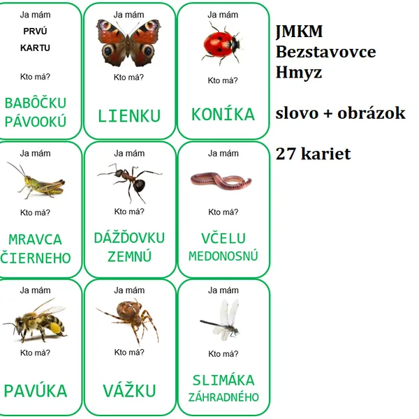 Ja mám, kto má? - BEZSTAVOVCE, HMYZ - súbor 3 hier