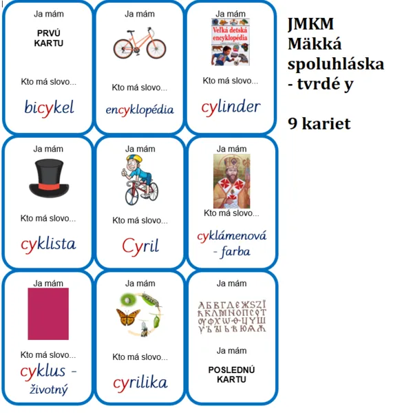 Ja mám, kto má? - Mäkká spoluhláska - tvrdé y