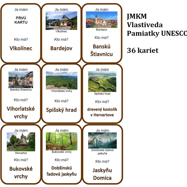 Ja mám, kto má? - Pamiatky UNESCO