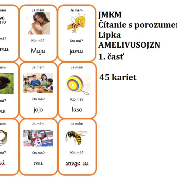 Ja mám, kto má? - Čítanie s porozumením - šlabikár LIPKA - AMELIVUSOJZN 1. časť