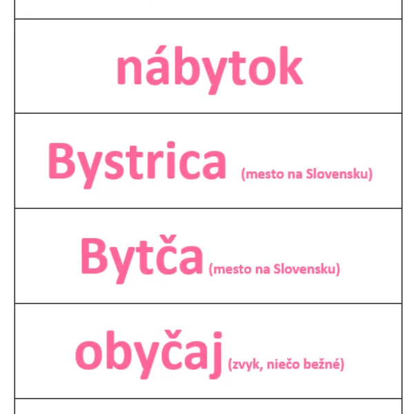Vybrané slová SLOVÁ NA MAGNET - BMPRSVZ
