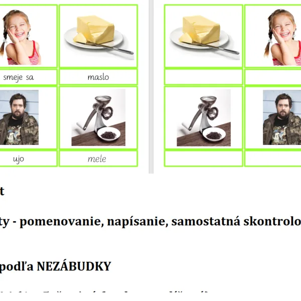 Obrázkový diktát (1. - 5. časť) poradie písmen NEZÁBUDKA