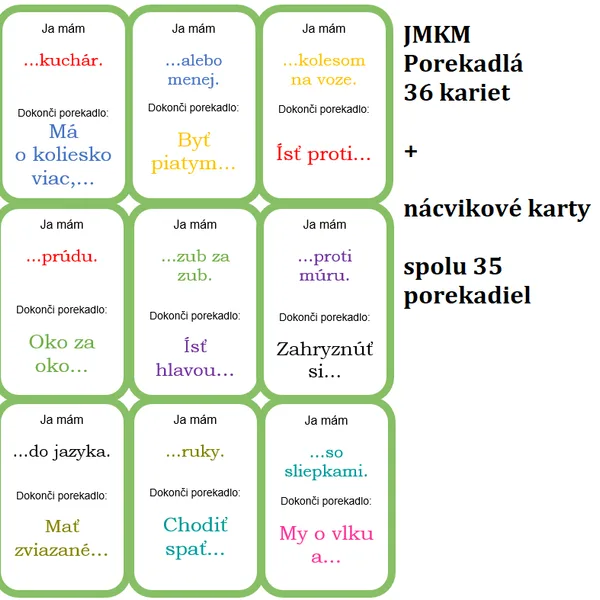 Ja mám, kto má? - Porekadlá + kartičky na nácvik