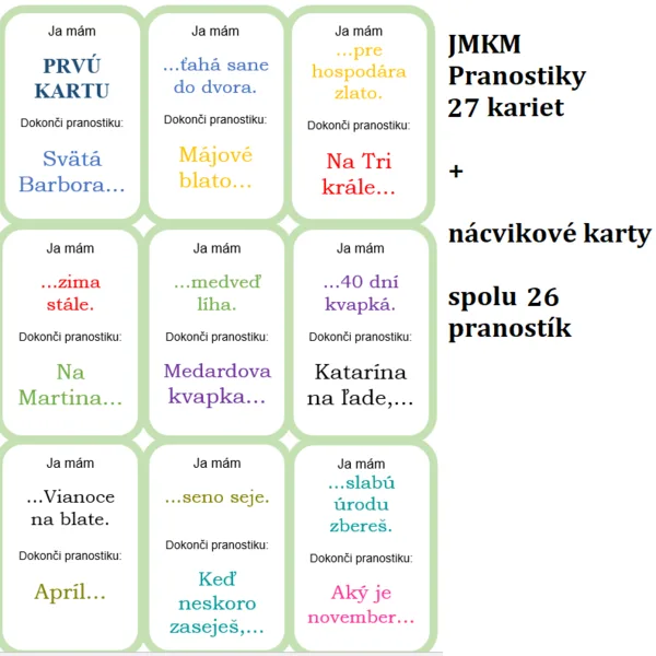 Ja mám, kto má? - Pranostiky + kartičky na nácvik