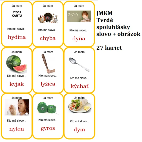 Ja mám, kto má? - Tvrdé spoluhlásky - súbor 4 hier