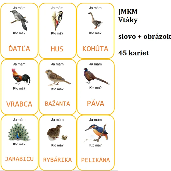 Ja mám, kto má? - VTÁKY - súbor 3 hier