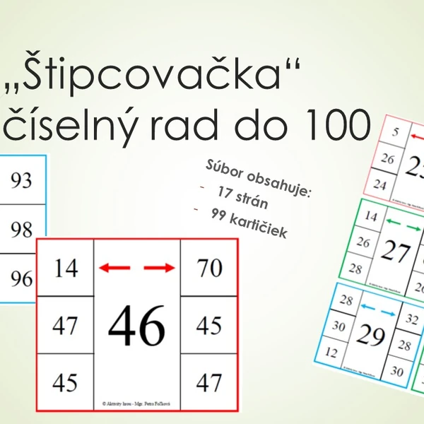 "Štipcovačka" - číselný rad do 100
