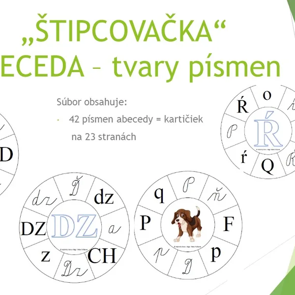 "Štipcovačka"-abeceda-tvary písmen