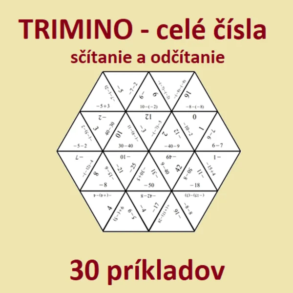 Celé čísla - sčítánie, odčítanie