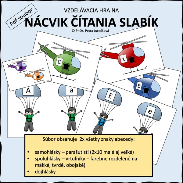 Parašutisti - pomôcka na plynulé čítanie alebo triedenie slabík 