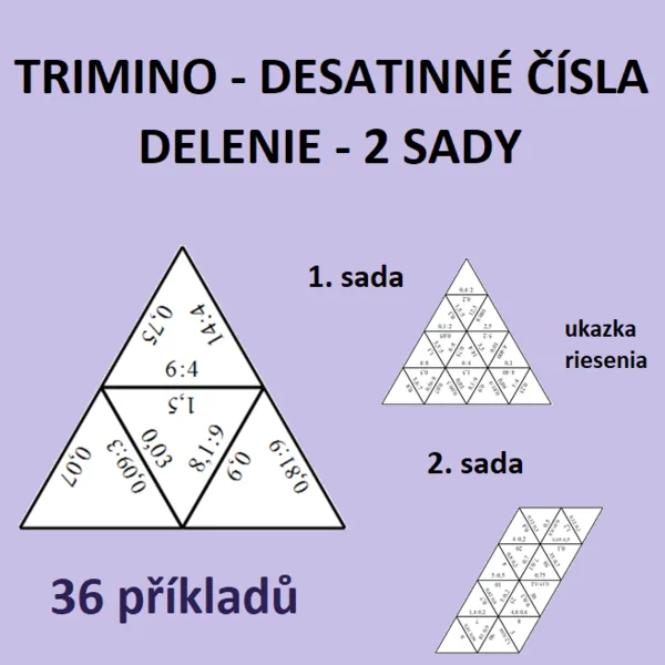 TRIMINO - DESATINNÉ ČÍSLA (delenie) – 2 sady