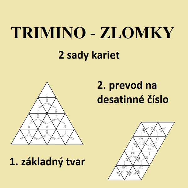 Zlomky - základný tvar, prevod na desatinné číslo - 2 sady