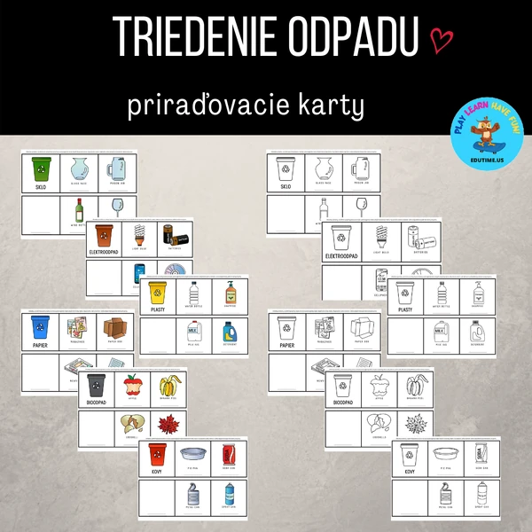 Triedenie odpadu - priraďovacie karty