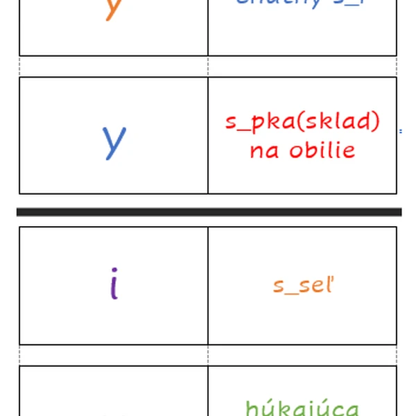 Farebné domino - vybrané slová po S