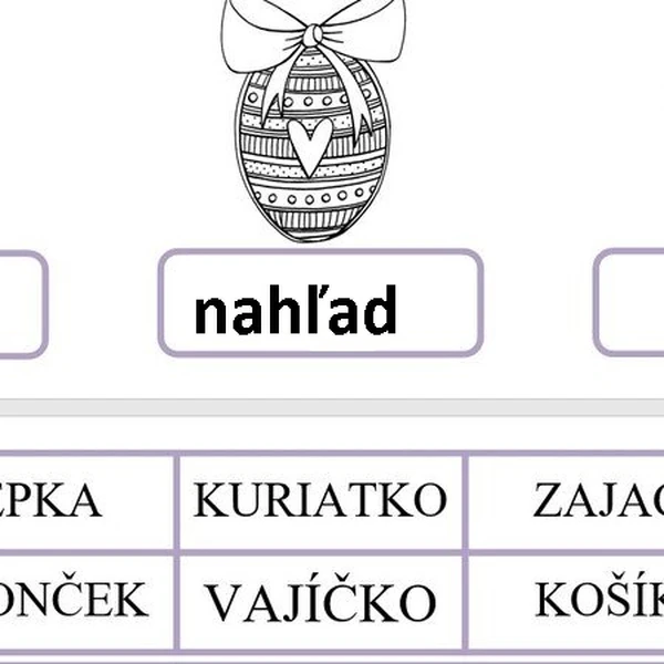 Slovná zásoba ,doplňovačky Veľká noc