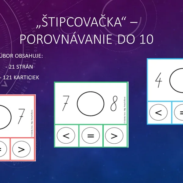 "Štipcovačka" - porovnávanie čísel do 10