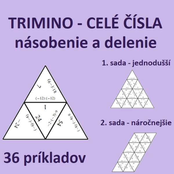 Trimino – celé čísla – násobenie a delenie – 2 sady 