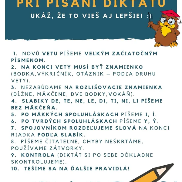 Pravidlá písania diktátov - 2. ročník ZŠ