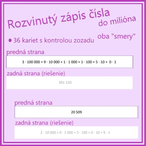 Rozvinutý zápis čísla (do milióna)