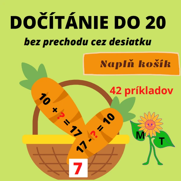 Dočítanie do 20 bez prechodu cez 10, Hra Naplň košík