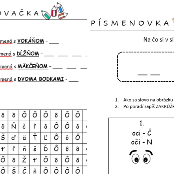 ROZLIŠOVACIE ZNAMIENKA - 2x vyfarbovačka + 1x písmenovka