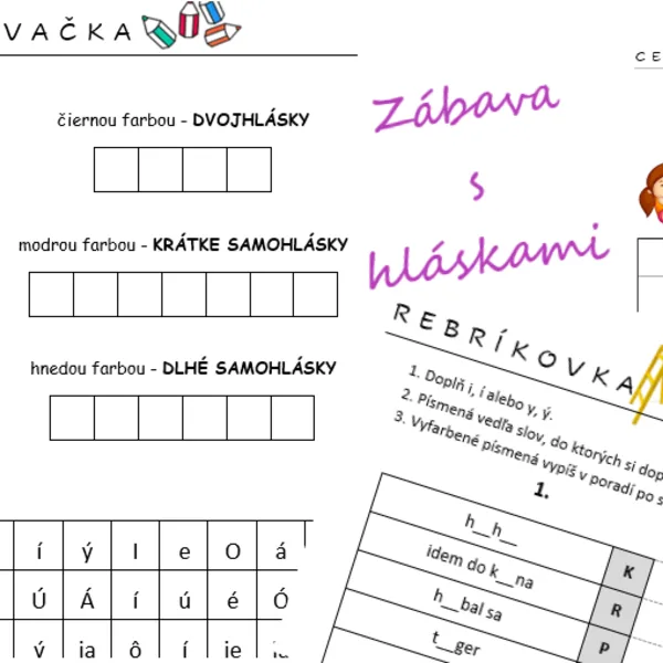ZÁBAVA S HLÁSKAMI - 3x vyfarbovačka + 2x rebríkovka + 1x cestička