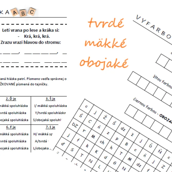 SPOLUHLÁSKY - tvrdé, mäkké a obojaké