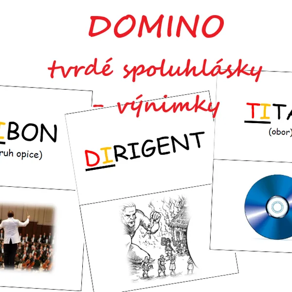4x DOMINO - slová - výnimky - po tvrdých spoluhláskach 
