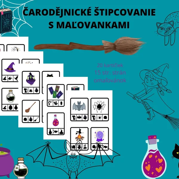 Čarodejnícke štipcovanie s omaľovánkami