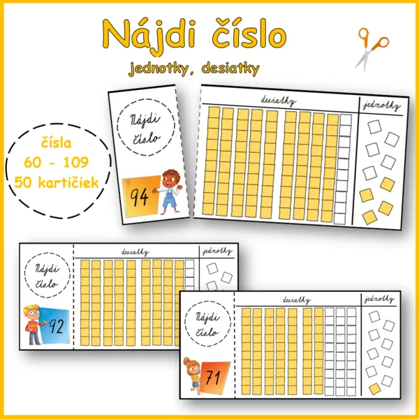 Nájdi číslo od 60 (jednotky, desiatky)