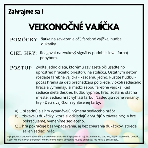 Pomôcky ku hre: Veľkonočné vajíčka