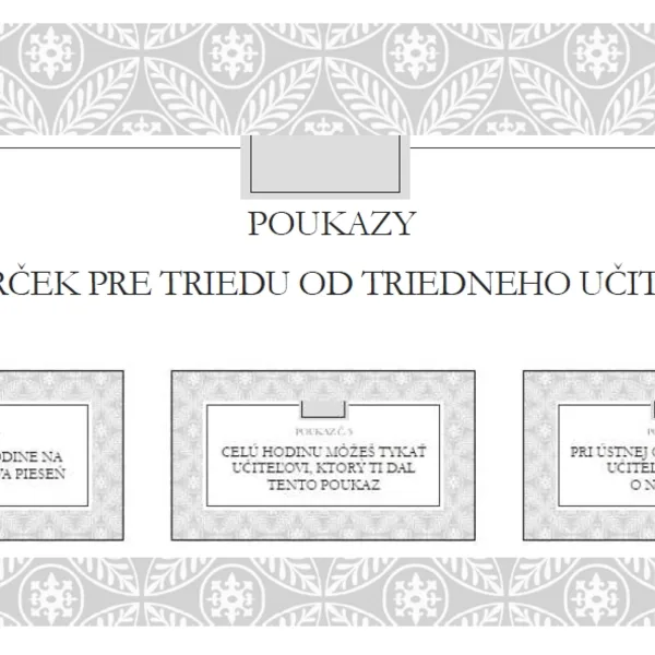 Poukazy- od triedneho učiteľa