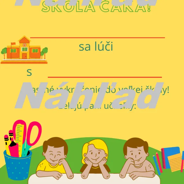 Pamätný list pre predškolákov - rozlúčka s MŠ