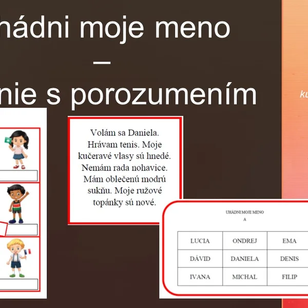 Uhádni moje meno - čítanie s porozumením