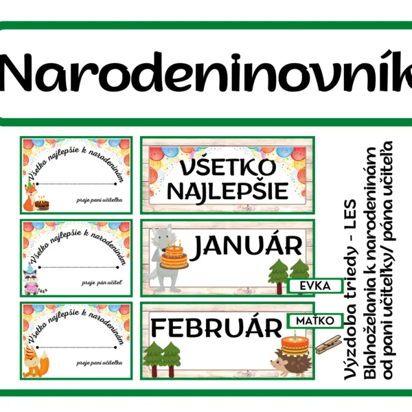 NARODENINOVNÍK výzdoba triedy v téme LES