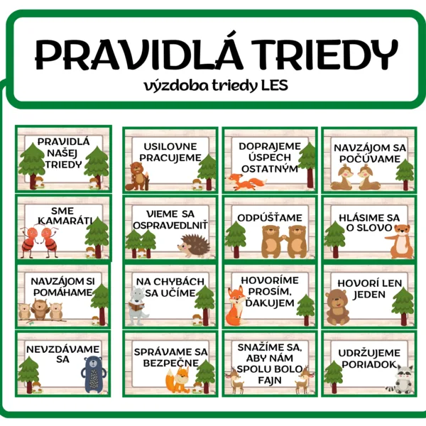TRIEDNE PRAVIDLÁ výzdoba triedy - LES