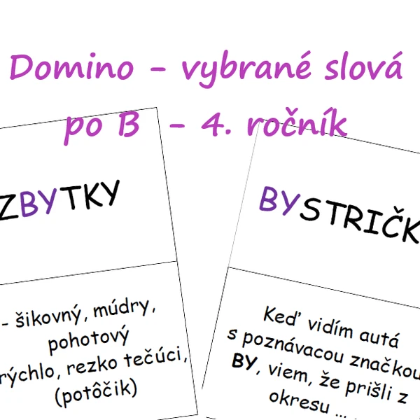 Domino - vybrané slová po B - 4. ročník