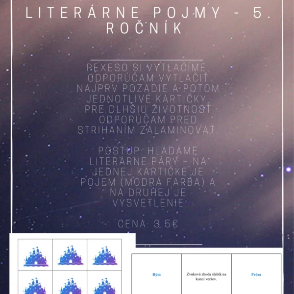 PEXESO - literárne pojmy (5. ročník)