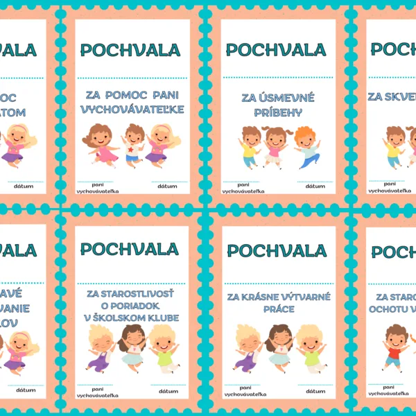 POCHVALY - ŠKOLSKÝ KLUB