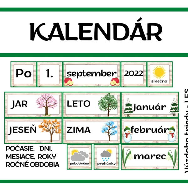 KALENDÁR výzdoba triedy k téme LES