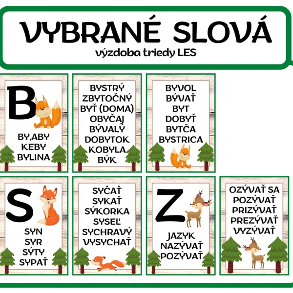 VYBRANÉ SLOVÁ - vybrané slová k téme LES