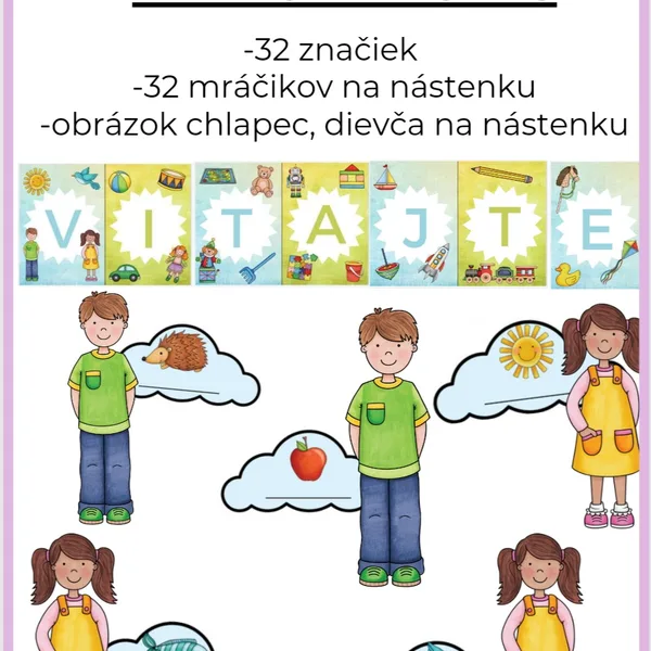 Girlanda: VITAJTE+značky pre deti MŠ
